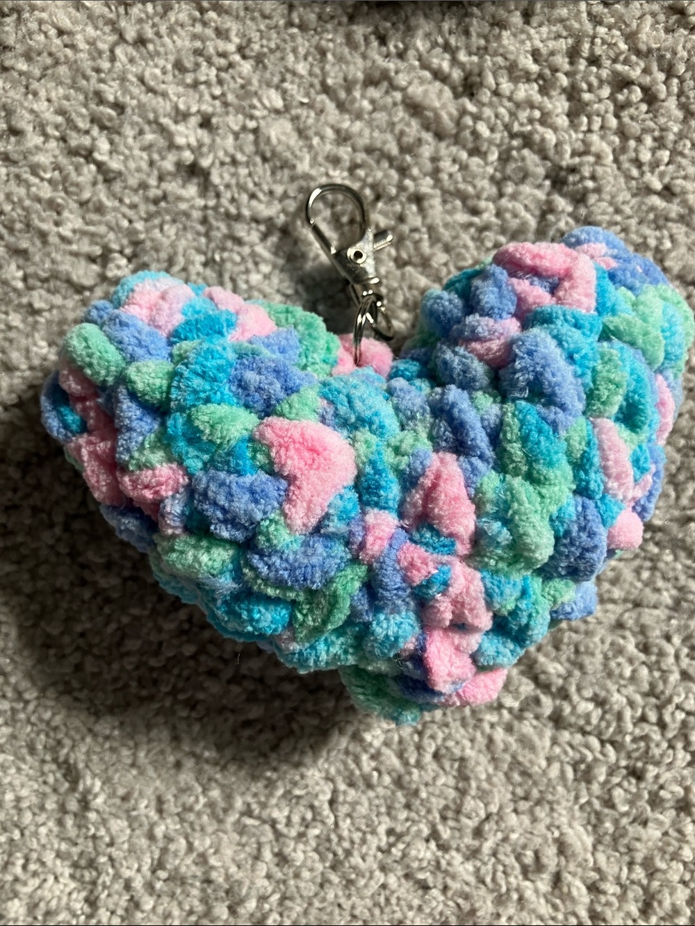 Crochet Heart Keychain Blue Mint Pink Multi Color 🩵💙💚🩷